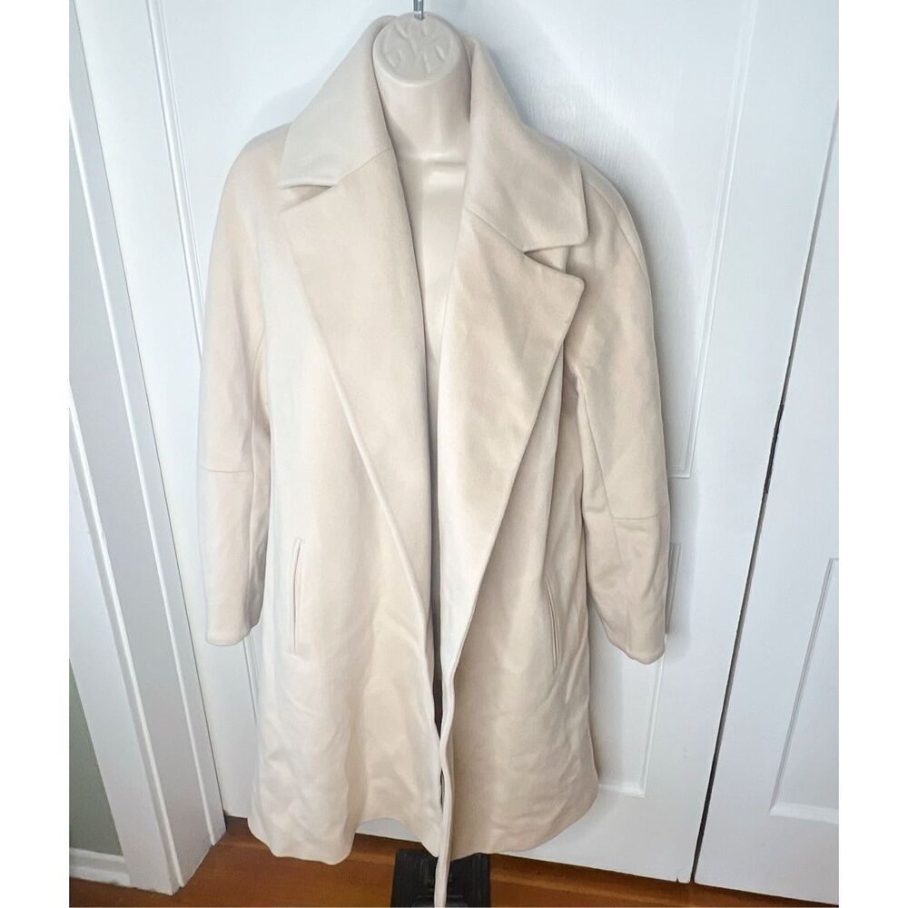 Fleurette Open Front Wool Coat Ivory Size 10